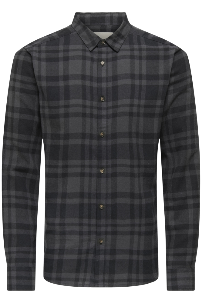 ONSGUDMUND LS CHECKED SHIRT NOOS 22007112 JET BLACK/GRAY PINSTRIPE